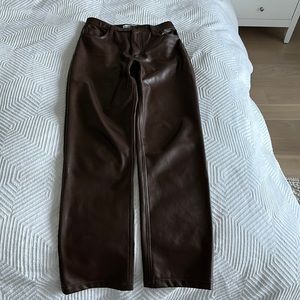 Vegan leather straight pants